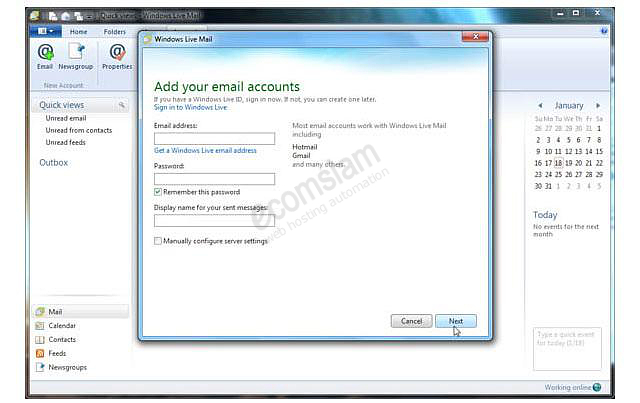 windows-livemail-setting-for-windows แนะนำโดย ecomsiam web hosting
